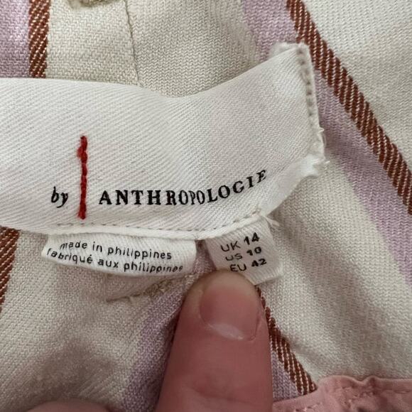 Anthropologie Edisto Paperbag Waist Striped White Pink Shorts (No Belt) - Picture 8 of 8